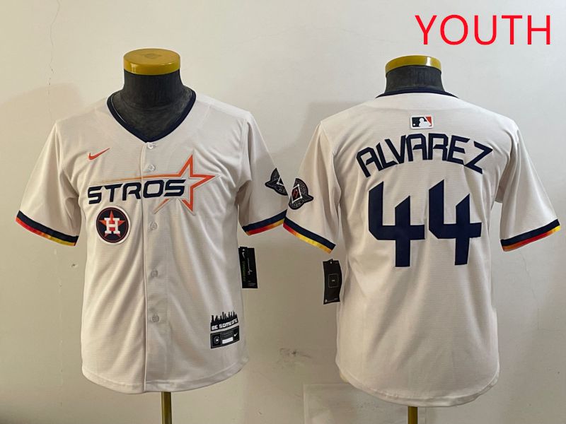 Youth Houston Astros #44 Alvarez Cream Three generations Joint Name 2025 Nike MLB Jersey style 4118->youth mlb jersey->Youth Jersey